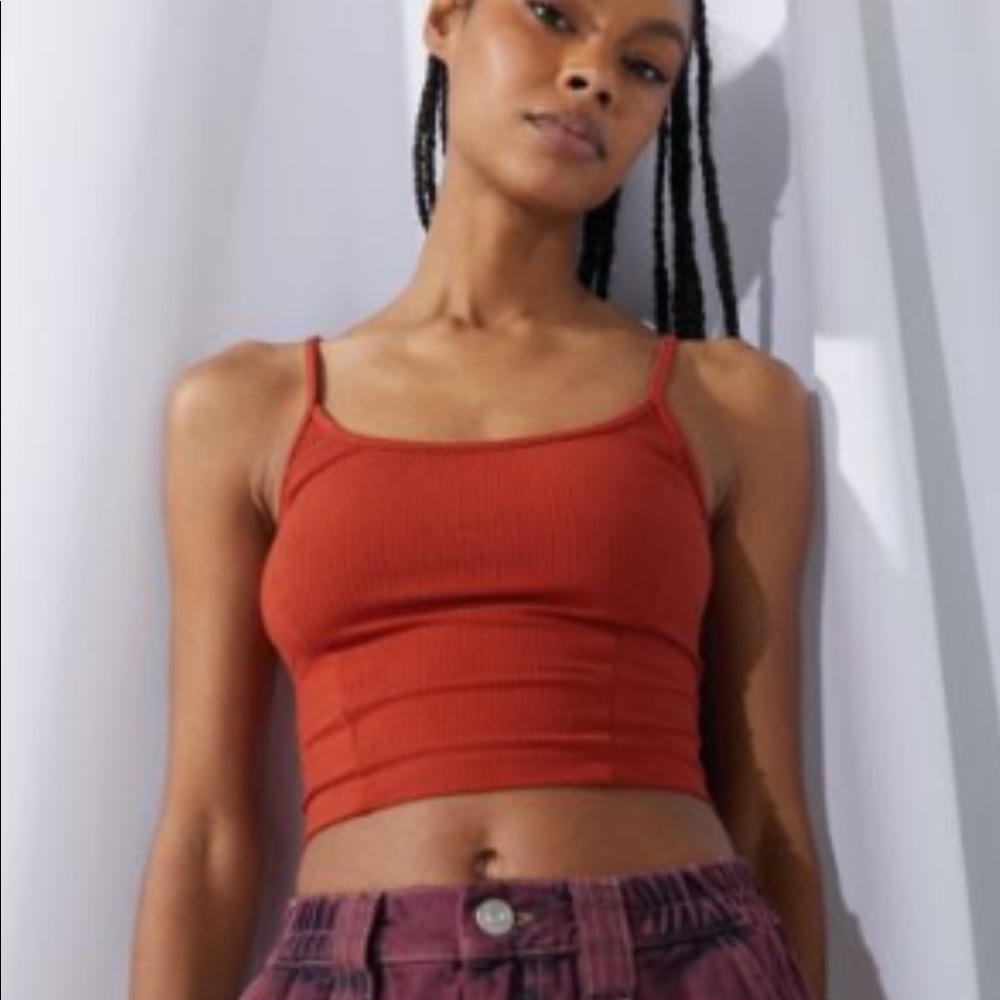 UO Cabana Ribbed Cropped Cami. burnt orange. never worn